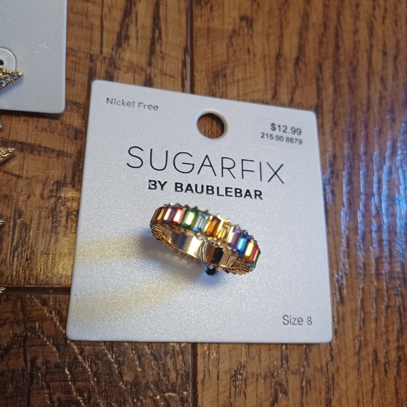 NWT 💫 Lot of Sugarfix by BaubleBar Rhinestone Stars Earrings & Gemstone Ring - Picture 4 of 5